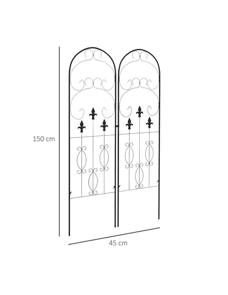 Outsunny Metal Trellis Set of 2, Garden Trellis for Climbing Plants Support Frames, Scrolls Design