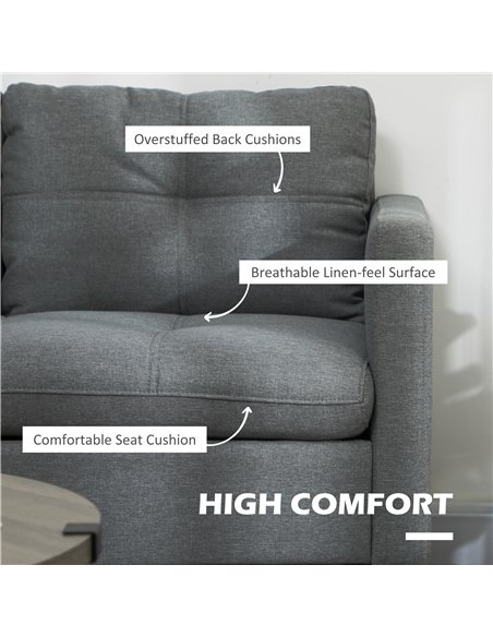 HOMCOM Two-Seater Sofa, with Steel Legs - Grey