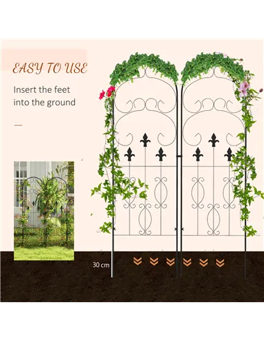 Outsunny Metal Trellis Set of 2, Garden Trellis for Climbing Plants Support Frames, Scrolls Design