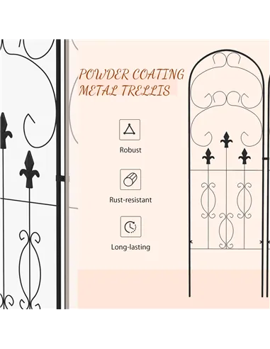 Outsunny Metal Trellis Set of 2, Garden Trellis for Climbing Plants Support Frames, Scrolls Design