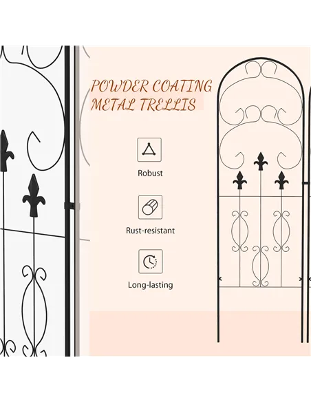 Outsunny Metal Trellis Set of 2, Garden Trellis for Climbing Plants Support Frames, Scrolls Design