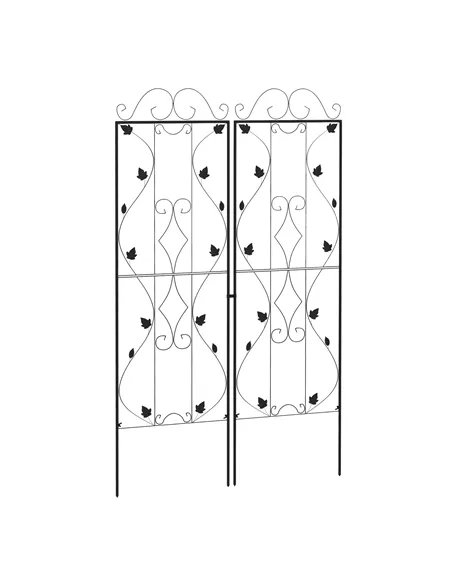 Outsunny Metal Trellis Set of 2, Garden Trellis for Climbing Plants Support Frames, Leaf Design
