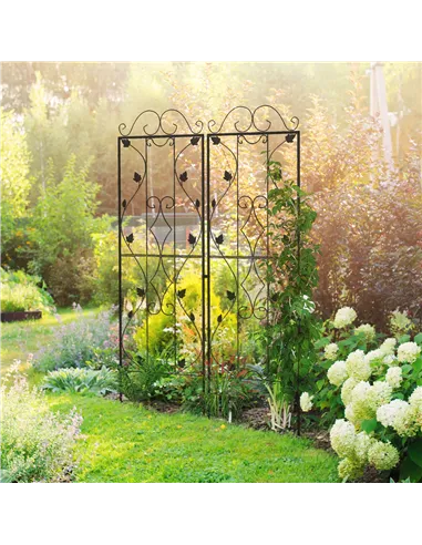 Outsunny Metal Trellis Set of 2, Garden Trellis for Climbing Plants Support Frames, Leaf Design