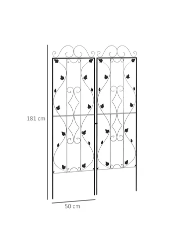 Outsunny Metal Trellis Set of 2, Garden Trellis for Climbing Plants Support Frames, Leaf Design