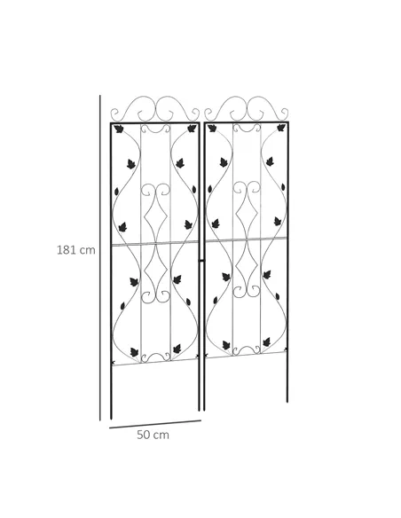 Outsunny Metal Trellis Set of 2, Garden Trellis for Climbing Plants Support Frames, Leaf Design