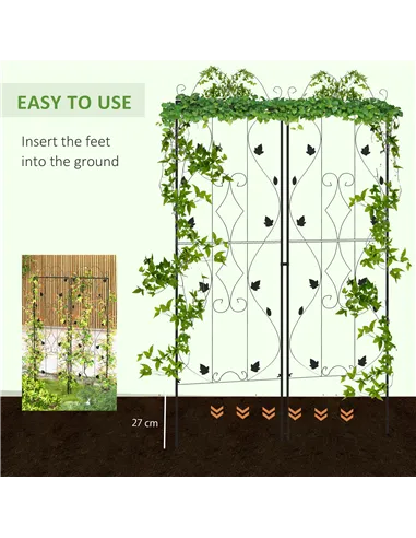 Outsunny Metal Trellis Set of 2, Garden Trellis for Climbing Plants Support Frames, Leaf Design