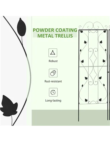 Outsunny Metal Trellis Set of 2, Garden Trellis for Climbing Plants Support Frames, Leaf Design
