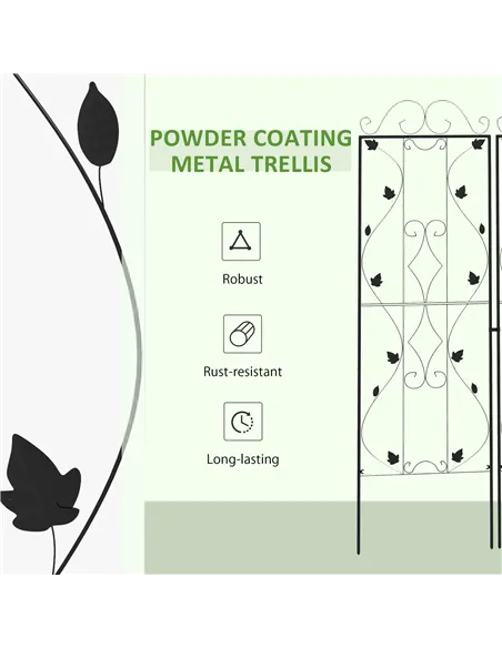 Outsunny Metal Trellis Set of 2, Garden Trellis for Climbing Plants Support Frames, Leaf Design