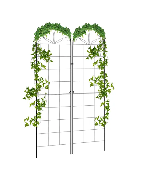 Outsunny Metal Trellis Set of 2, Garden Trellis for Climbing Plants Support Frames, Grid Design