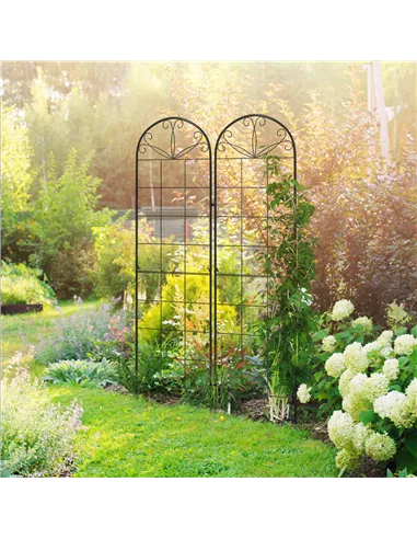 Outsunny Metal Trellis Set of 2, Garden Trellis for Climbing Plants Support Frames, Grid Design