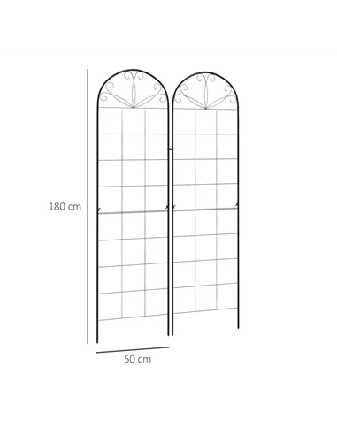 Outsunny Metal Trellis Set of 2, Garden Trellis for Climbing Plants Support Frames, Grid Design