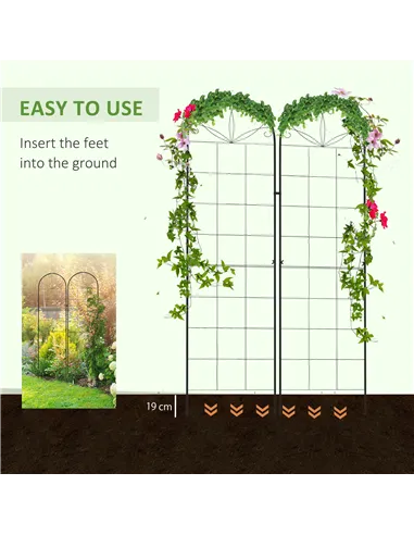 Outsunny Metal Trellis Set of 2, Garden Trellis for Climbing Plants Support Frames, Grid Design