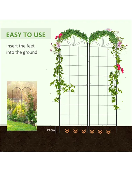 Outsunny Metal Trellis Set of 2, Garden Trellis for Climbing Plants Support Frames, Grid Design