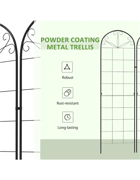 Outsunny Metal Trellis Set of 2, Garden Trellis for Climbing Plants Support Frames, Grid Design