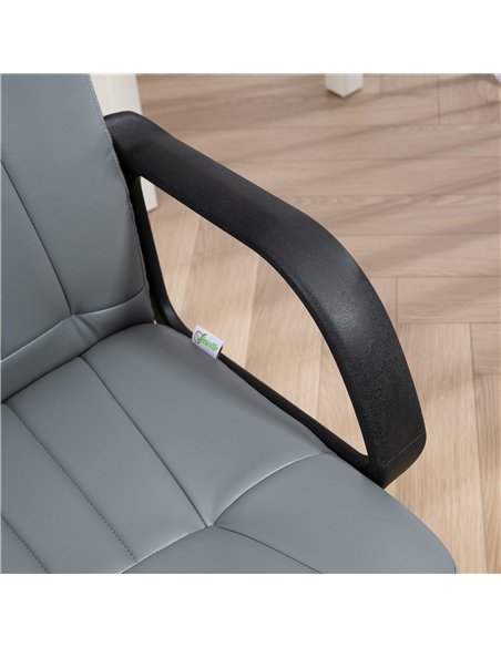 HOMCOM Office Chair, PU Leather Computer Desk Chair with Adjustable Height, Swivel Wheels for Home Office Work Study, Grey