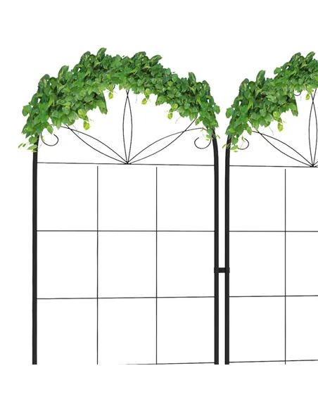 Outsunny Metal Trellis Set of 2, Garden Trellis for Climbing Plants Support Frames, Grid Design