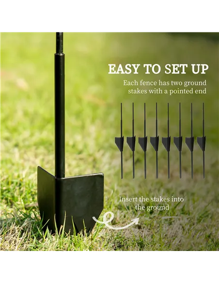 Outsunny Steel Decorative Outdoor Picket Fence Panels Set of 4, Black