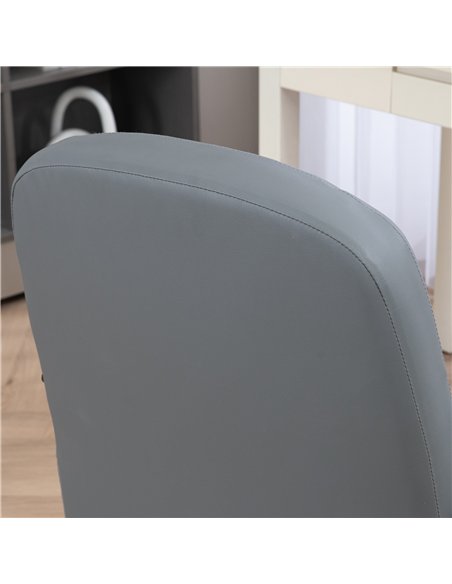 HOMCOM Office Chair, PU Leather Computer Desk Chair with Adjustable Height, Swivel Wheels for Home Office Work Study, Grey