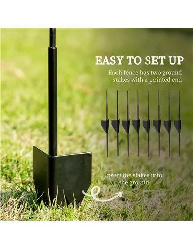 Outsunny Steel Decorative Swirls Outdoor Picket Fence Panels Set of 4, Black