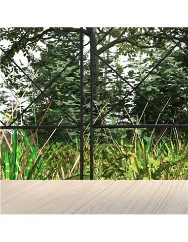 Outsunny Steel Decorative Swirls Outdoor Picket Fence Panels Set of 4, Black