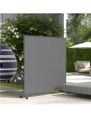 Outsunny 183 x 181cm Outdoor Privacy Screen, with Wheels - Dark Grey