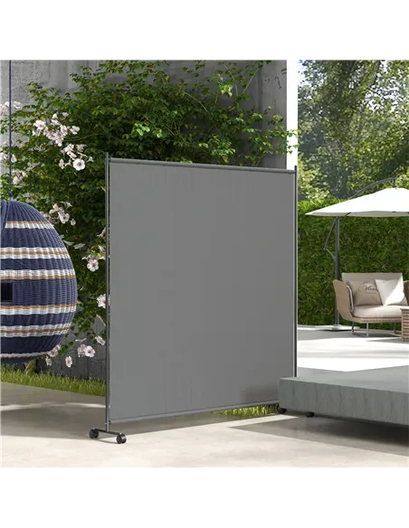 Outsunny 183 x 181cm Outdoor Privacy Screen, with Wheels - Dark Grey