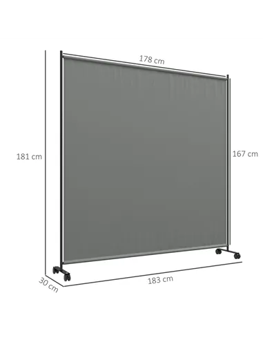 Outsunny 183 x 181cm Outdoor Privacy Screen, with Wheels - Dark Grey