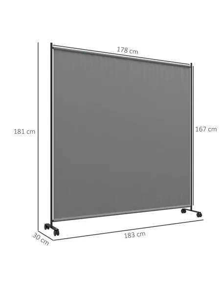 Outsunny 183 x 181cm Outdoor Privacy Screen, with Wheels - Dark Grey