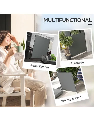 Outsunny 183 x 181cm Outdoor Privacy Screen, with Wheels - Dark Grey