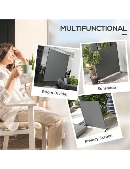 Outsunny 183 x 181cm Outdoor Privacy Screen, with Wheels - Dark Grey