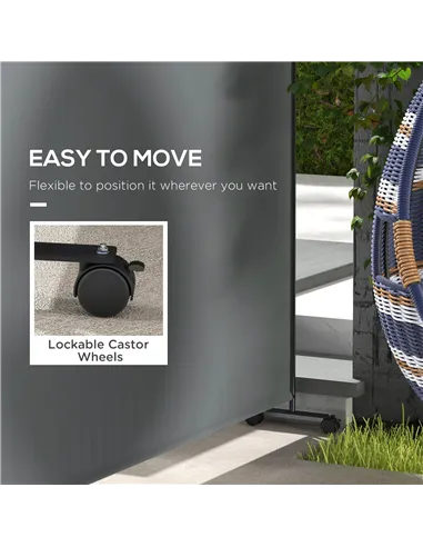 Outsunny 183 x 181cm Outdoor Privacy Screen, with Wheels - Dark Grey