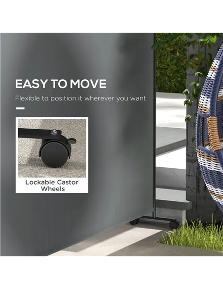 Outsunny 183 x 181cm Outdoor Privacy Screen, with Wheels - Dark Grey