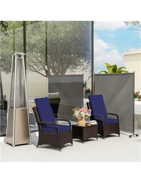 Outsunny 183 x 181cm Outdoor Privacy Screen, with Wheels - Dark Grey