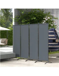 Outsunny 4 Panel Folding Garden Divider, 1.7m Privacy Screen with Wide Feet, Portable Freestanding Privacy Panel for Deck, Pool, 2