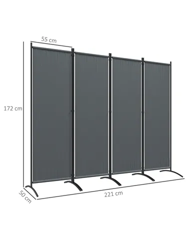 Outsunny 4 Panel Folding Garden Divider, 1.7m Privacy Screen with Wide Feet, Portable Freestanding Privacy Panel for Deck, Pool,
