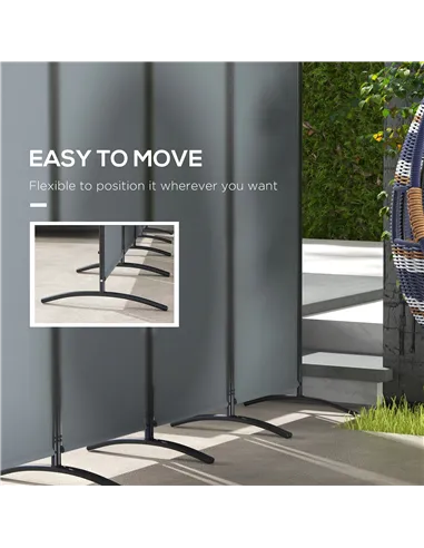 Outsunny 4 Panel Folding Garden Divider, 1.7m Privacy Screen with Wide Feet, Portable Freestanding Privacy Panel for Deck, Pool,