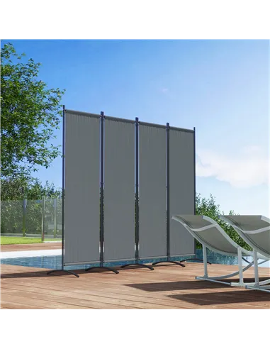 Outsunny 4 Panel Folding Garden Divider, 1.7m Privacy Screen with Wide Feet, Portable Freestanding Privacy Panel for Deck, Pool,