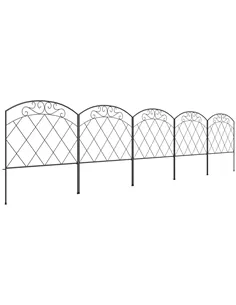 Outsunny 3m Decorative Metal Garden Fence - Diamond and Swirl Pattern