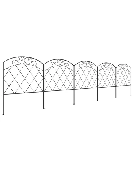 Outsunny 3m Decorative Metal Garden Fence - Diamond and Swirl Pattern
