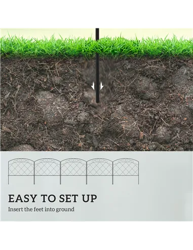 Outsunny 3m Decorative Metal Garden Fence - Diamond and Swirl Pattern