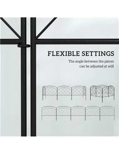 Outsunny 3m Decorative Metal Garden Fence - Diamond and Swirl Pattern