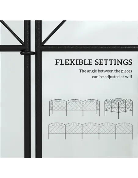 Outsunny 3m Decorative Metal Garden Fence - Diamond and Swirl Pattern