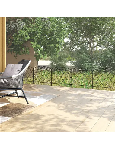 Outsunny 3m Decorative Metal Garden Fence - Diamond and Swirl Pattern