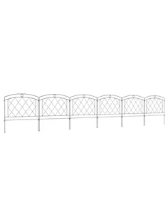 Outsunny Metal Decorative Outdoor Picket Fence Panels Set of 6, Black