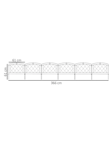 Outsunny Metal Decorative Outdoor Picket Fence Panels Set of 6, Black