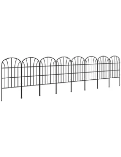 Outsunny Metal Decorative Outdoor Picket Fence Panels Set of 8, Black