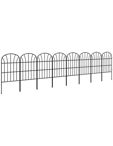 Outsunny Metal Decorative Outdoor Picket Fence Panels Set of 8, Black