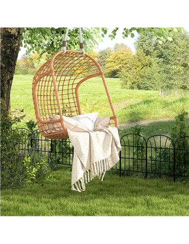 Outsunny Metal Decorative Outdoor Picket Fence Panels Set of 8, Black