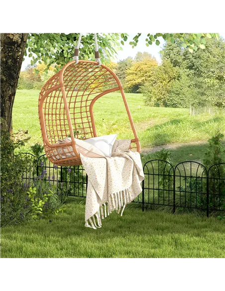 Outsunny Metal Decorative Outdoor Picket Fence Panels Set of 8, Black