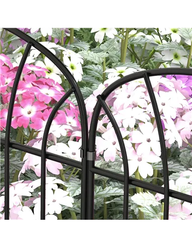 Outsunny Metal Decorative Outdoor Picket Fence Panels Set of 8, Black